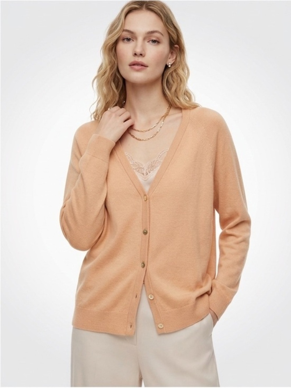 Wool Peach Cardigan Size Medium